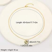 1pc 18K Gold Plated Copper Heart Shaped Pendant Necklace, Luxury Minimalist Jewelry Gift For Women - Gold - View 5