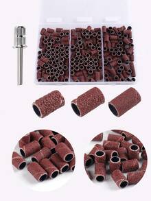 150片装指甲打磨砂圈，配1个打磨头，80#/120#/180#目数，耐用指甲打磨砂圈，适用于指甲钻头，美甲沙龙和家庭使用。 - 巧克力棕 - 查看 7