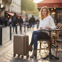 20 Inch Cabin Suitcase 55x40x20cm, PP Hard Shell Lightweight Carry On Luggage With 4 Silent Spinner Wheels & TSA Lock - Champagne - View 3