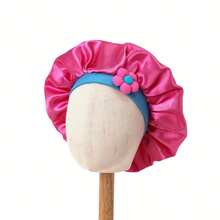 Customized Text Logo Oversized Elastic Satin Round Hat, Solid Color Wide Brim Ribbon Tie Sleeping Cap, Versatile Headscarf Hat, Retro French Style Wide Brim Ribbon Tie Sleeping Cap, Solid Color Satin Sleeping Cap Gift Box, Wide Brim Bow Tie Hat, Girl Hair Care Beauty Sleep Cap, Gift - Multicolor - View 10