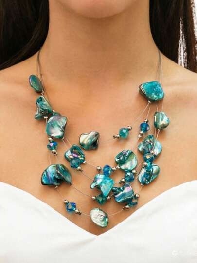 Versatile Casual Summer Bohemian Asian Chic Asymmetrical Geometric Necklace (Color Based On Actual Item)