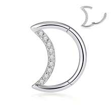 1 pieza Pendientes con forma de luna unisex, pendientes de oreja, pendientes daith, pendientes de aro - Círculo lunar sin fisuras - Ver 20