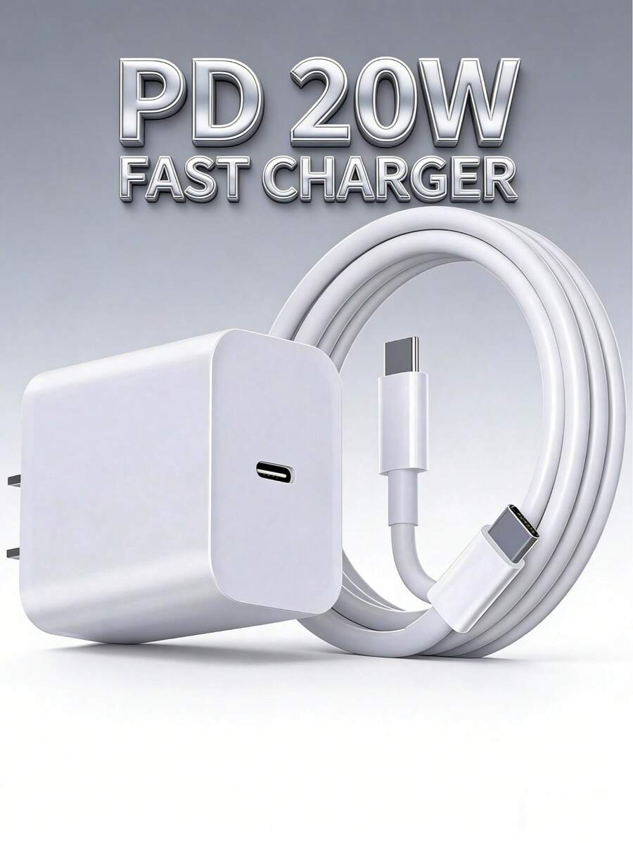 20W 美规插头快速充电器适配器 + 3.3 英尺/100 厘米 C 转 C 数据线,支持快速充电和数据传输,兼容 17/16/15 Pro Max、Air、Pro、Galaxy S26/S25 - 美規A型插(110-127V) - 查看 1