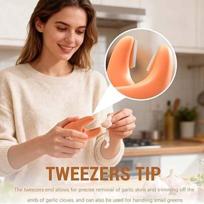 1 cái dụng cụ bóc vỏ tỏi đa năng - Lưỡi dao bằng thép không gỉ - Dụng cụ bóc vỏ thủ công, dễ sử dụng trong gia đình, có thể dùng làm nam châm tủ lạnh, dụng cụ nhà bếp, giúp tay không bị ám mùi, thích hợp cho cà chua, cà rốt và các nguyên liệu nhà bếp khác, phụ kiện nấu ăn gia đình nhỏ gọn và di động.