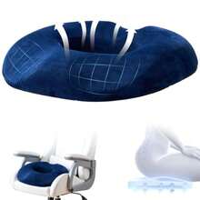 OSLIFE Cojin para Coxis y Ciatica Lumbar Cojines para Silla Memory Foam Dona para Sentarse para Hemorroides Asiento para Silla de Oficina Hogar Coche  89681 - Azul - Ver 1