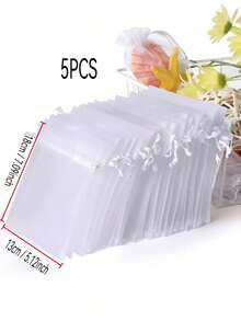 5/10/20/50/100 chiếc Túi vải organza nhiều màu, Túi đựng quà, Túi quà tặng, Đồ dùng gia đình, Túi đựng đồ bằng nylon, Đồ dùng tiệc tùng ngày lễ, Đồ dùng đám cưới, Bao bì trang trí quà tặng, Túi đựng đồ làm bánh, Bao bì phụ kiện trang sức, Túi dây rút quà tặng, Túi đựng trang sức quà tặng sinh nhật - Trắng - Xem 32