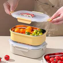900ML 304 Stainless Steel Lunch Box With Cute Cartoon Pattern, Microwave Heatable & Leak Proof Fruit Salad Food Container, Refrigerator Fresh-Keeping Box With Lid, Portable Large Capacity Bento Boxe, Suitable For Student And Adult Use In School, Office, Outdoor Camping, Picnic, Travel,Back To School - Multicolor - View 6