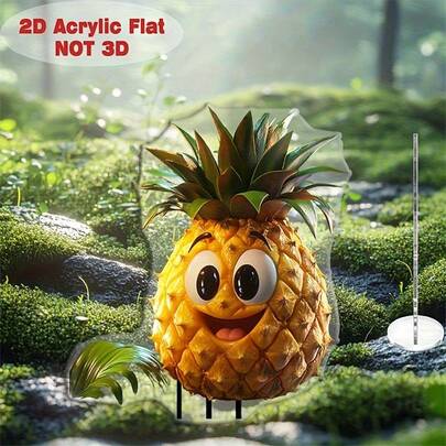 2D Flat, 1pc Pineapple Garden Stake, Funny Fruit Gift, Gift For Food Lovers, Mini Garden Decor, Suitable For Fun Yard, Mini Garden, Outdoor Decor Area, Outdoor Decoration, Garden Decor, Retro Garden Marker, Whimsical Garden Stake, Weather-Resistant Ornament, Printed Garden Sign, Fruit Themed Decoration, Decorative Garden Stake, Home Gardener, Holiday Gift Idea, 2D Flat