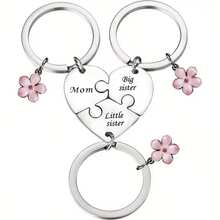 3件套女儿妈妈钥匙扣套装心形配套钥匙扣，适合姐妹、妈妈和家人使用 - 彩色 - 查看 5