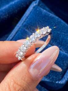 1枚S925纯银永恒立方氧化锆戒指 - 全镶钻设计，优雅女士精美珠宝，适合订婚、日常佩戴和送礼。 - 鋯石戒指 - 查看 3