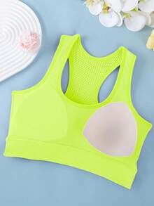 Women's Sports Bra, Racerback Yoga Fitness Running Crop Top Bra - Neon - View 6