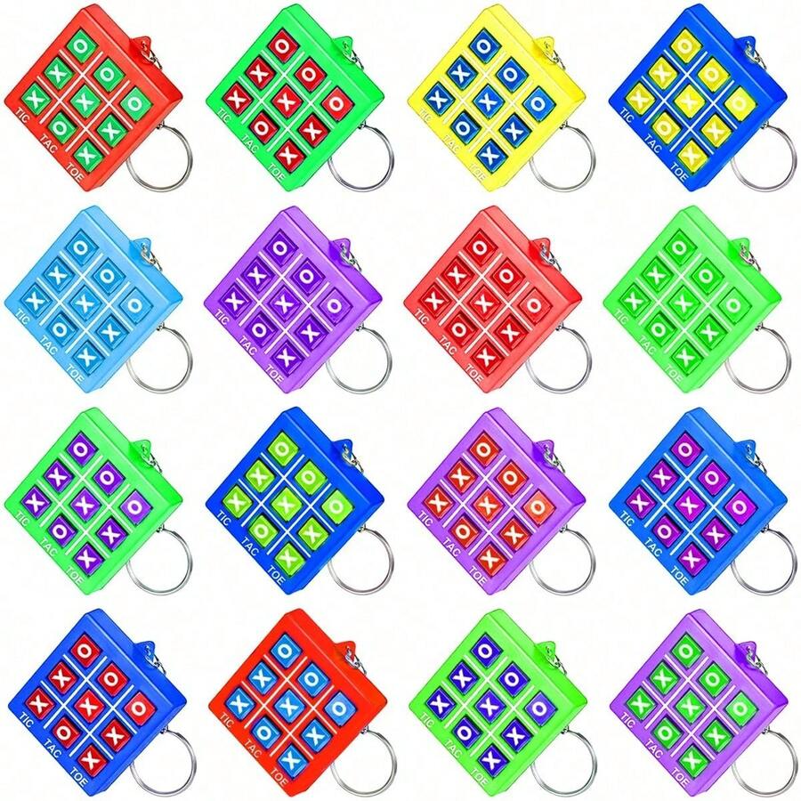 2pcs Mini Tic Tac Toe Pendant, Cute Birthday Party Favors And Candy Bag Fillers, Suitable For Birthday Party, Christmas, Halloween, Spring Festival, Valentine's Day, Wedding, Easter, Carnival (Random Style Delivery, Slightly Different Colors, Random Packaging) - Multicolor - View 1