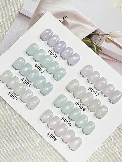 Miss Leia 1-8 15ml 春夏美甲玫瑰乳白猫眼凝胶指甲油，高密度，美白，多功能月光瓷白磁性指甲油，彩色透明凝胶，适合美甲新手，UV/LED固化，可浸泡半永久，适用于美容院、美甲沙龙套装、DIY、居家、节日礼物（女士）、美甲用品