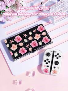 适用于新款 Switch 2 (2025) 主机的贝壳花纹保护壳，兼容新款 Switch 2 (2025) / Switch OLED，包含 Joy-Con 手柄保护套，透明闪光设计，有效保护您的设备，是馈赠亲朋好友的绝佳礼物。 - 彩色 - 查看 2