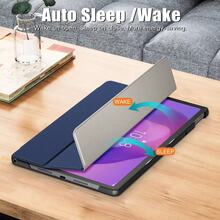 Funda para Galaxy Tab A11 de 8.7 pulgadas 2025, cubierta protectora de cuero con función inteligente, resistente a arañazos e impactos, ligera - Azul oscuro - Ver 2