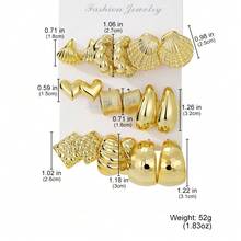 18 pièces Boucles d'oreilles personnalisées en or exagérées en CCB pour femmes, ensemble de boucles d'oreilles créatives, convient pour un port quotidien - Or jaune - Voir 7