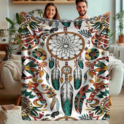 Chăn họa tiết bẫy giấc mơ phong cách Bohemian - Chất liệu flannel mềm mại, hai mặt, phù hợp cho mọi mùa, tuyệt vời cho ghế sofa, giường, văn phòng và khi đi du lịch - Món quà lý tưởng cho sinh nhật, ngày lễ và tiệc tùng.