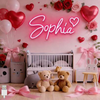 Luce al neon personalizzata per San Valentino, insegna al neon con nome, regalo per ragazze, luce al neon per camera dei bambini, decorazione camera da letto, regalo di compleanno, luce a LED come regalo di San Valentino