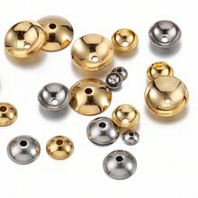 50pcs Stainless Steel Round Bead Cap Spacers, Suitable For DIY Necklace, Bracelet, Jewelry Making Accessories - 50Pcs - View 4