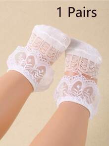 5双女婴蕾丝边透气短袜，夏季理想之选。这些可爱时尚的袜子是夏季女婴的完美选择。舞蹈袜 - 彩色 - 查看 13