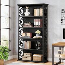 Tribesigns 6-Tier Tall Bookshelf, 71" Industrial Bookcase With Metal Frame, Freestanding Open Storage Shelves For Home Office, Living Room, Bedroom - Black - View 2