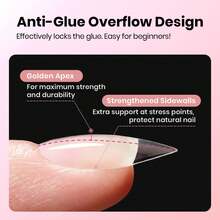 Beetles Gel Nail Tips Curve Etch-X, Half Matte Full Cover Soft Acrylic Press On Nail Tips, Easy DIY Nail Extension, Salon Art For Curved & Natural Nail Beds - 320Pcs Short Almond (Curve-EX Nail Tips) - 查看 7