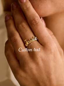 Anillo con nombre personalizado, joyería personalizada, anillo ajustable de acero inoxidable dorado/plateado, regalo de pareja - Anillo soldado en oro 1 - Ver 2