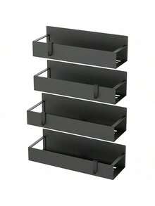 Magnetic Spice Storage Rack, Black Metal Refrigerator & Oven Organizer - View 7