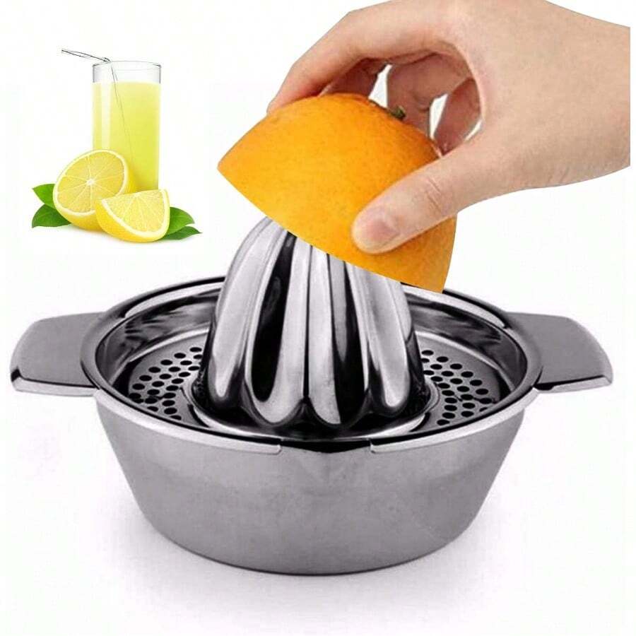 Exprimidor manual de limón de acero inoxidable, exprimidor de cítricos con recipiente de almacenamiento
