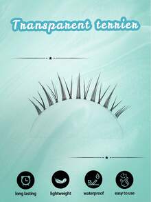 5 Pairs Transparent Stem False Eyelashes, Natural Thin & Long Fake Lashes - Black - View 8