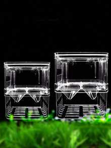1pc PVC Material Fish Breeding Box, Double-Layer Transparent Fish Breeding Isolation Box, Hatchery Aquarium Spawning Tank - Clear - View 4