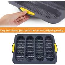 硅胶吐司面包模具，可烘焙法棍/热狗面包，不粘易清洗耐热硅胶吐司面包模具 - 灰色 - 查看 3