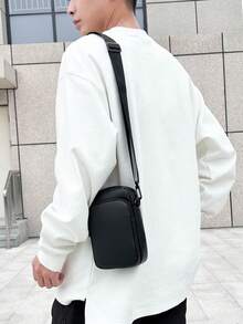 Classic Diamond-Pattern Single-Shoulder Phone Bag, Small But Spacious, Unlocking A New Posture Of Fashionable Travel! Men's Small Bag, Women's Small Bag, Phone Bag, Business Daily Commuting Bag, University Campus Bag - Black - View 7