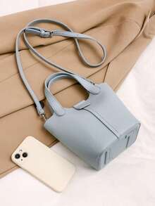 Women's Bucket Handbag, Fashion Versatile Shoulder & Crossbody Bag - Blue - View 4