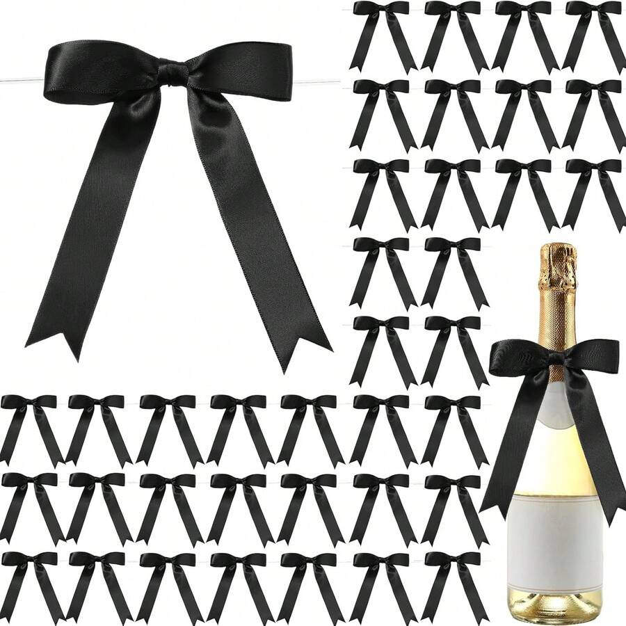 Bộ 20 chiếc nơ ruy băng satin đen, kích thước 3.5x5 inch, dùng để buộc quà, bóng bay, túi đựng bánh, đồ thủ công, quà tặng Valentine, đám cưới, sinh nhật. - đen - Xem 1