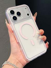 Luxury Buffer Impact Shockproof Transparent 2-In-1 Candy-Colored Magnetic Wireless Charging Phone Case Compatible With IPhone 18 Pro Max 17 Pro 17 Pro Max 17Air 12 13 14 15 16 Pro Max 14 15 16 Plus Cases For Men For Women Soft TPU Bumper Shockproof Cover - Pink - View 8