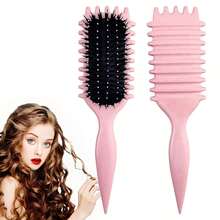 Curl Defining Hair Brush For Curly & Wavy Hair, Detangling Styling Brush For Wet & Dry Hair, Lightweight Salon Style Hair Brush For Daily Hair Routine, Travel Beauty Tool & Self Care Gift - Hồng - Xem 6