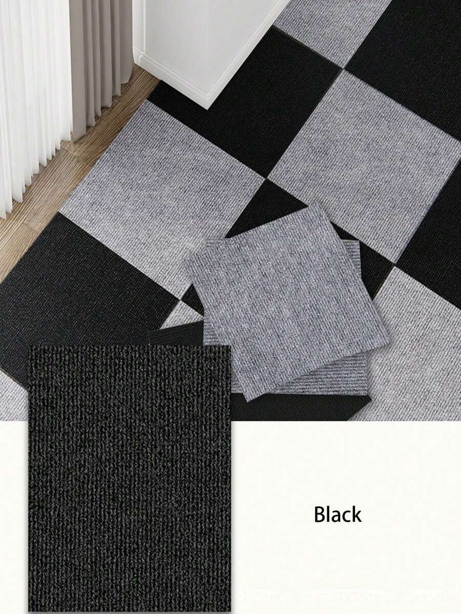 Non-Slip Office Carpet, Suitable For Carpeted And Tiled Areas; Durable Anti-Dirt Square Carpet With Self-Adhesive Backing, Washable - Includes DIY Square Carpet Adhesive - D - View 1