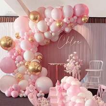 Pink And White Balloon Arch Kit 111PCS Pink And Gold Balloon Garland Pastal Pink White Gold Confetti Balloons For Birthday BabyShower - Multicolor - View 2