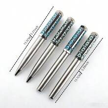 Bolígrafo de lujo con diseño geométrico | Elegante bolígrafo de metal de diseño redondo azul-verde | Bolígrafo de escritura premium para oficina y negocios - 159 Bolígrafo azul tallado y estuche - Ver 2