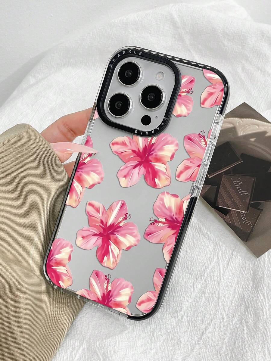 1 Peça Capa de Telefone à Prova de Choque com Estampa Transparente de Girassol e Abelha Bicolor na Moda, Adequada para iPhone11 12 13 14 11Promax 12Promax 13Promax 14Promax XR 15 15PRO 15PROMAX 16 16PRO 16PROMAX - Multicolorido - Visão 1
