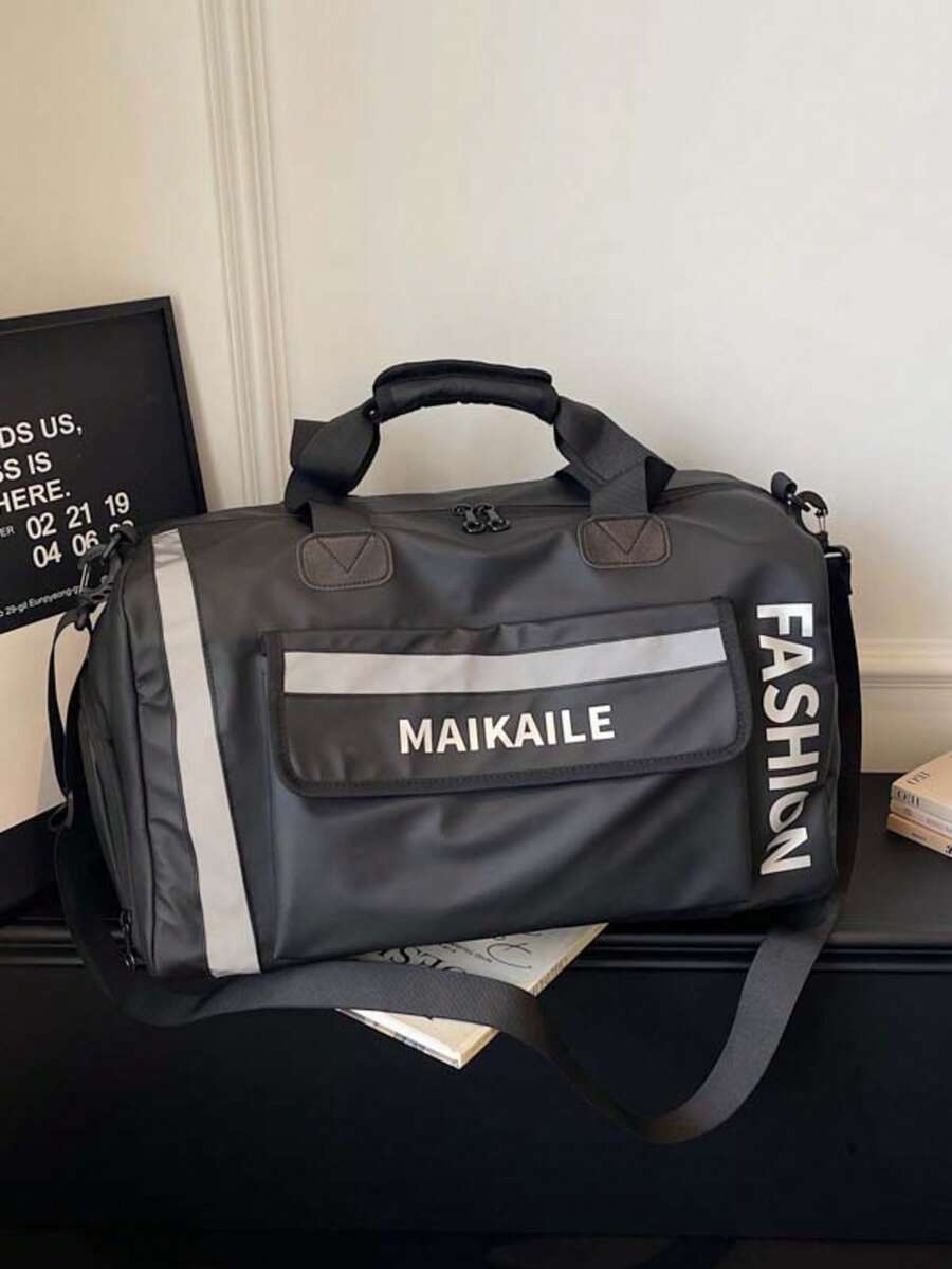 Reflective Trim Sport Duffel Bag | Large Lightweight Travel Tote With Shoe Compartment | Unisex Gym Weekender