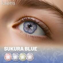Lalens 自然美瞳放大蓝色隐形眼镜 1副 14.2mm 半年抛型 柔软保湿透气 小瞳孔隐形眼镜 舒适全天佩戴 适合日常办公、约会、聚会、旅行、度假 美容化妆 时尚彩色隐形眼镜 - Sukura Blue - 查看 4