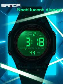 SANDA 6289 Men's Electronic Waterproof Watches Multi FunctionalSports LED Luminous Alarm Clock Men Timer DigitalWrist Watch - Blue - View 8