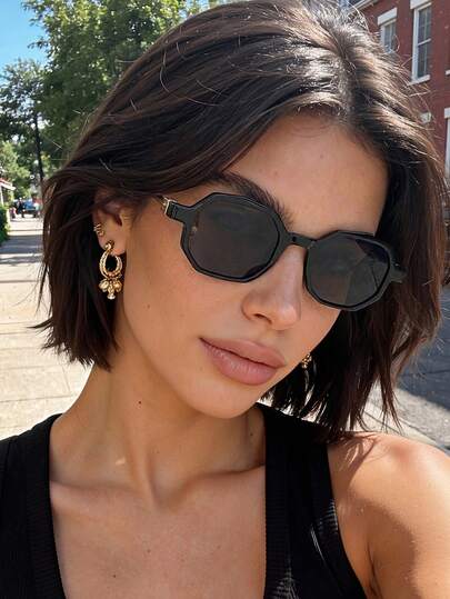 1 Pair Fashionable Y2K Black Glasses, Suitable For Beach And Travel, Retro Oversized Frame, Suitable For Outfits And Back To School Season