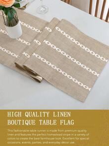 1pc Bohemian Style Woven Striped Linen Tablecloth, Available In Multiple Sizes, Suitable For Family Dining, Kitchen Decor, Home Decor, Outdoor Party And Restaurant Decoration, Textured Linen Appearance - Multicolor - View 8