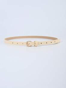 1/3/4pcs Geometric Buckle Skinny Waist Belt, Mixed Color Solid Versatile Waist Strap - Multicolor - View 7