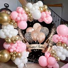 Pink And White Balloon Arch Kit 111PCS Pink And Gold Balloon Garland Pastal Pink White Gold Confetti Balloons For Birthday BabyShower - Multicolor - View 3