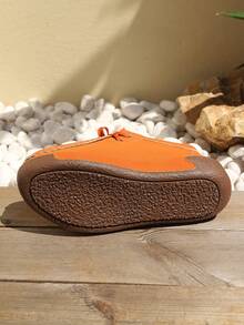 Black Square Toe Thick Sole Shoes, Elegant & Versatile, Multiple Colors Available, Ideal For Daily Wear & Parties, Stylish & Easy To Match. - Orange - View 6