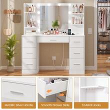 Large Vanity Desk With LED Lighted Mirror & Power Outlet,Makeup Vanity Table With 7 Drawers,4 Shelves And 5 Hooks,Vanity Table, Vanity Desk Set For Bedroom,Bathroom,White - White 7 Drawers - View 4